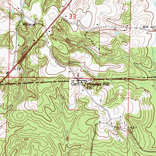Topographic Map of Pleasant Hill Landmark Missionary Baptist Church Cemetery, MS