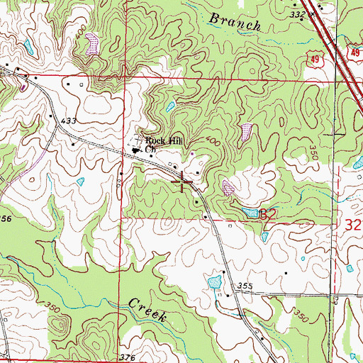 Topographic Map of Rock Hill, MS