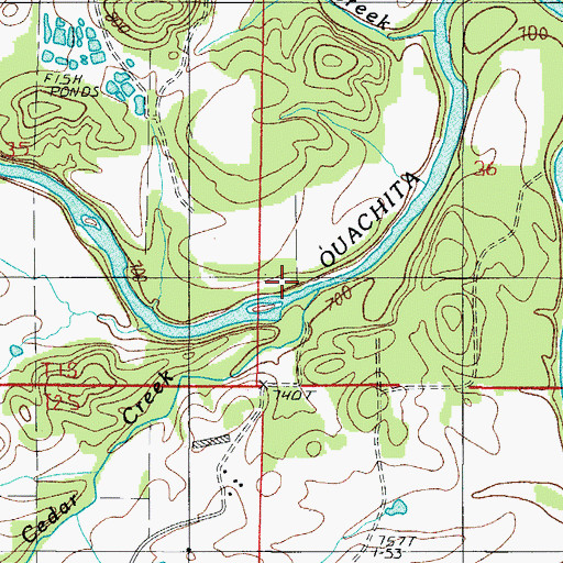 Topographic Map of Cedar Creek, AR