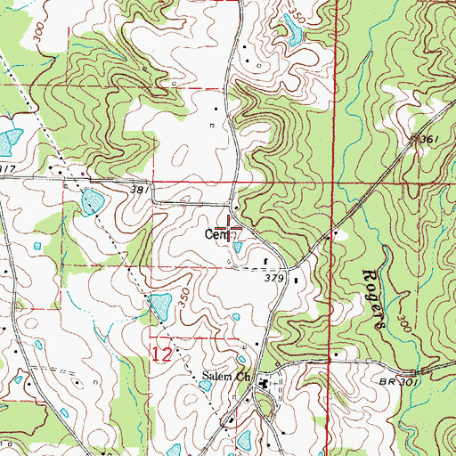 Topographic Map of Rogers Cemetery, MS