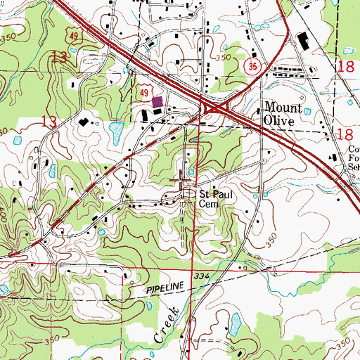Topographic Map of Saint Paul Baptist Church (historical), MS