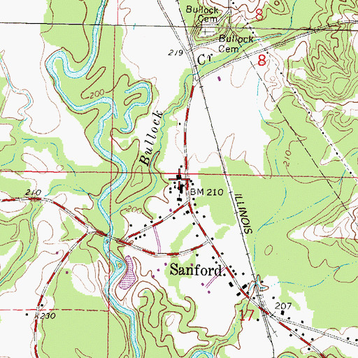 Topographic Map of Sanford School (historical), MS