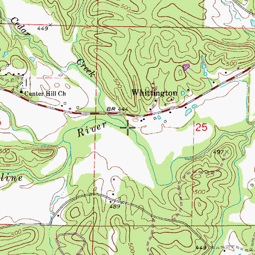Topographic Map of Cedar Creek, AR