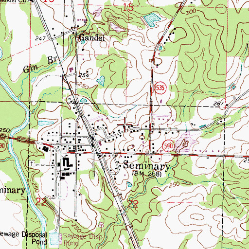 Topographic Map of Seminary Baptist Church, MS