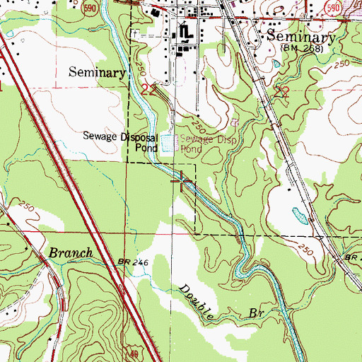 Topographic Map of Seminary Falls, MS