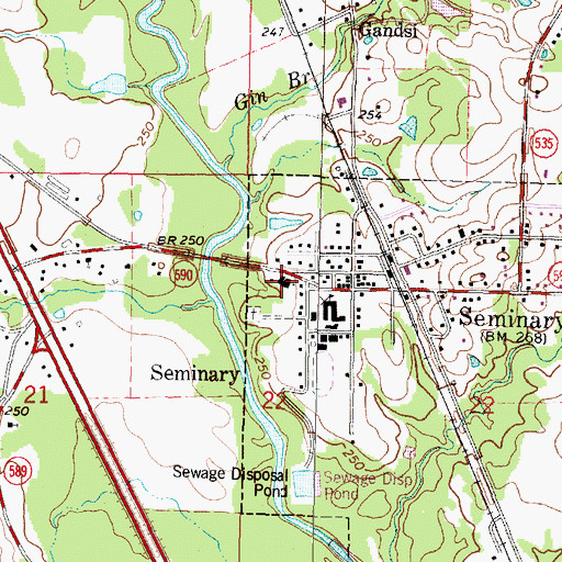 Topographic Map of Seminary Methodist Church, MS