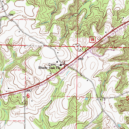 Topographic Map of Shady Oak School (historical), MS