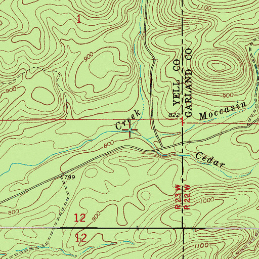 Topographic Map of Cedar Creek, AR
