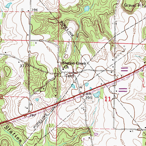 Topographic Map of Station Creek, MS