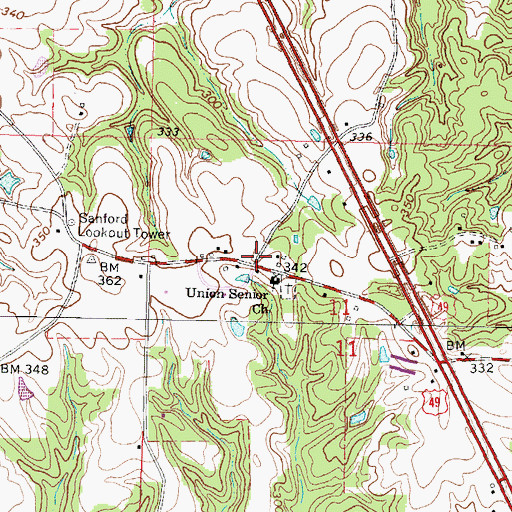 Topographic Map of Union, MS