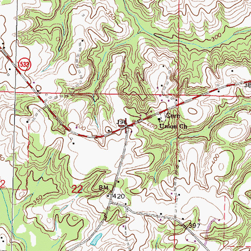 Topographic Map of Union, MS