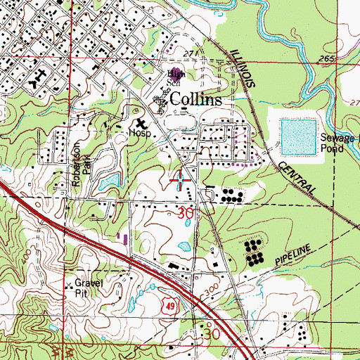 Topographic Map of Vennie Park, MS