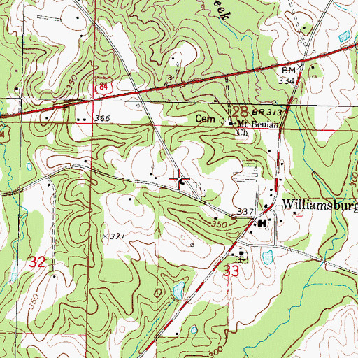 Topographic Map of Williamsburg Baptist Church, MS