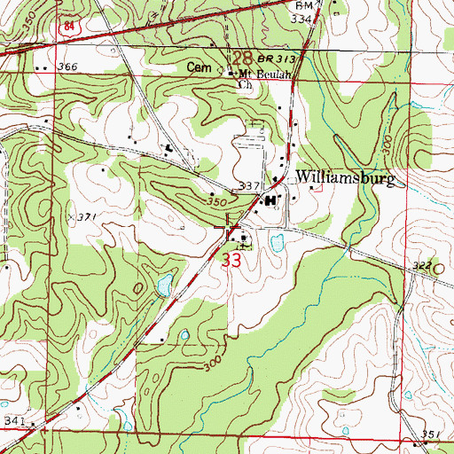 Topographic Map of Williamsburg Catholic Church (historical), MS
