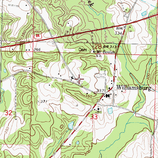 Topographic Map of Williamsburg Cemetery, MS