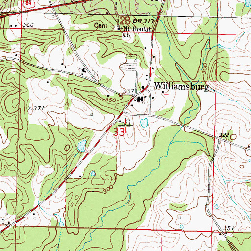 Topographic Map of Williamsburg Cemetery, MS