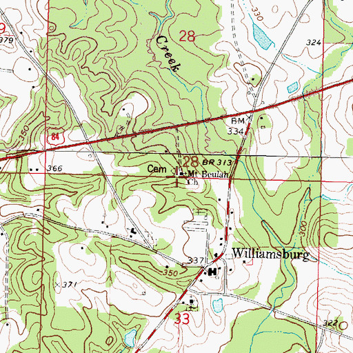 Topographic Map of Williamsburg Colored School (historical), MS