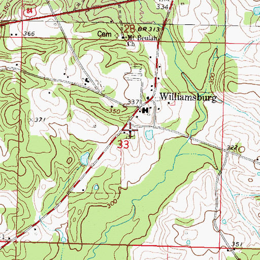 Topographic Map of Williamsburg Methodist Church, MS