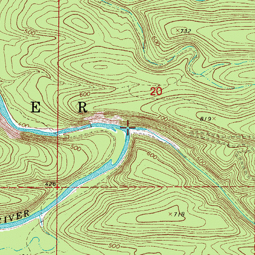 Topographic Map of Cedar Creek, AR