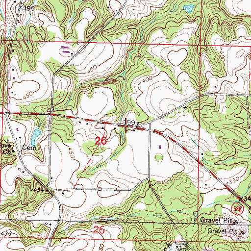 Topographic Map of Willowtown, MS
