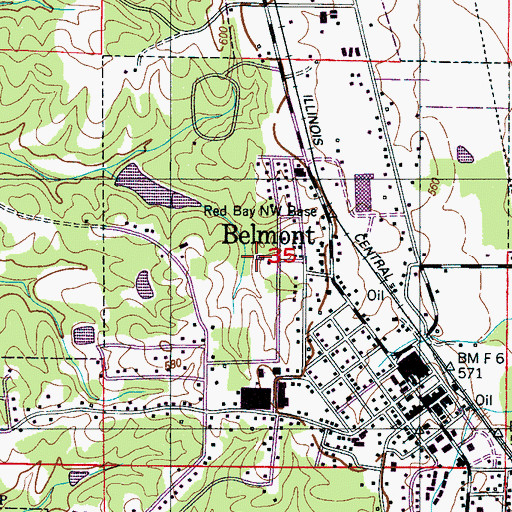 Topographic Map of Belmont Blue Springs Park, MS
