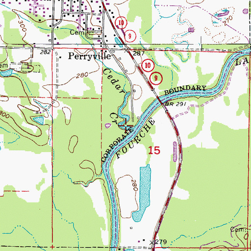 Topographic Map of Cedar Creek, AR