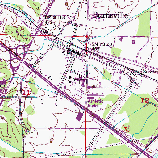 Topographic Map of Burnsville Attendance Center, MS