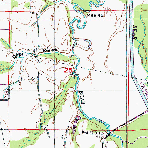 Topographic Map of Carr Branch, MS