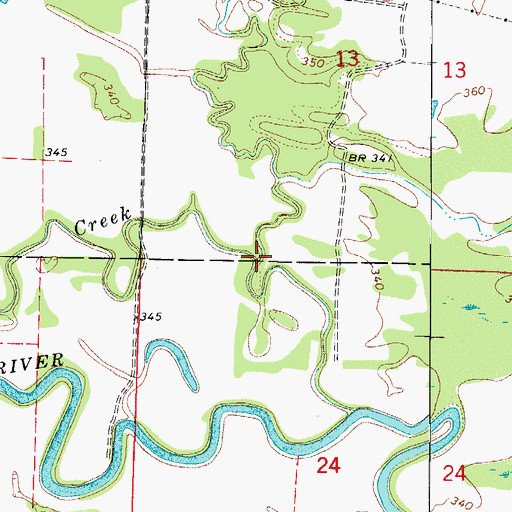 Topographic Map of Cedar Creek, AR