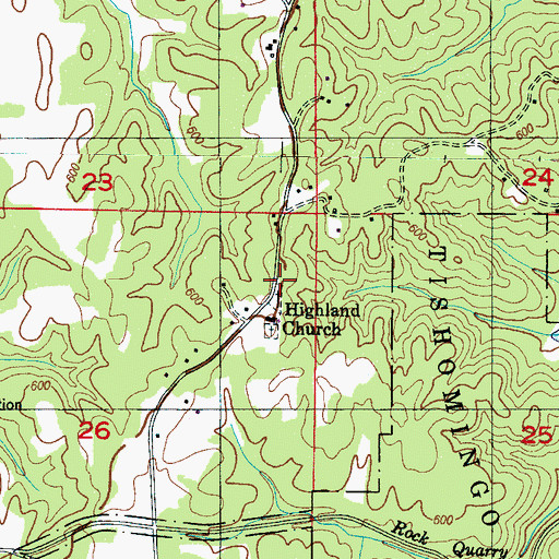 Topographic Map of Highland (historical), MS