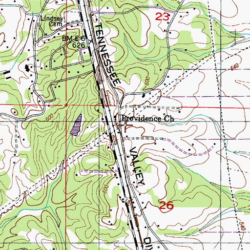 Topographic Map of New Providence School (historical), MS