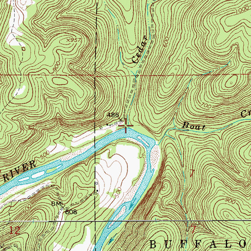 Topographic Map of Cedar Creek, AR