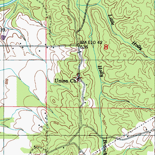 Topographic Map of Old Union Cemetery, MS