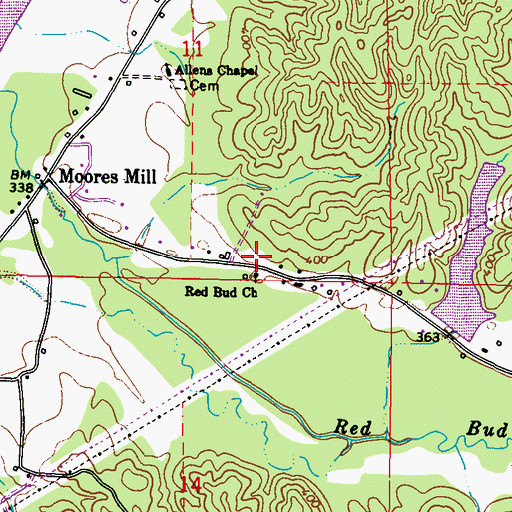 Topographic Map of Red Bud School (historical), MS