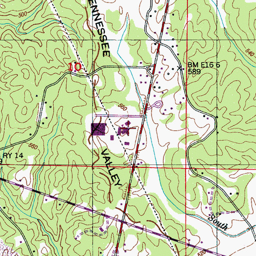 Topographic Map of Tishomingo Vocational Technical Center, MS