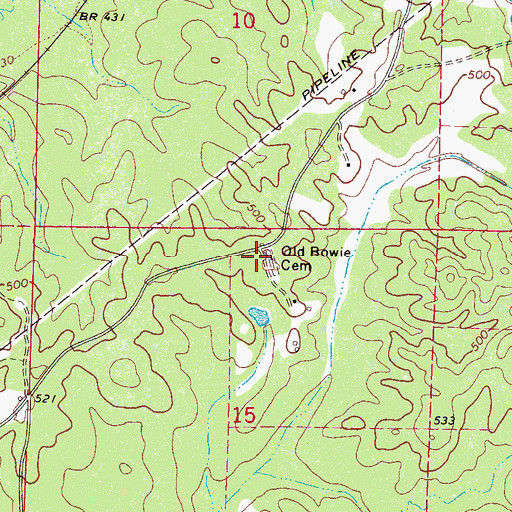 Topographic Map of Allen Springs School (historical), MS