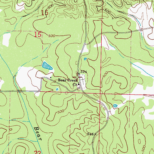 Topographic Map of Bear Creek School (historical), MS