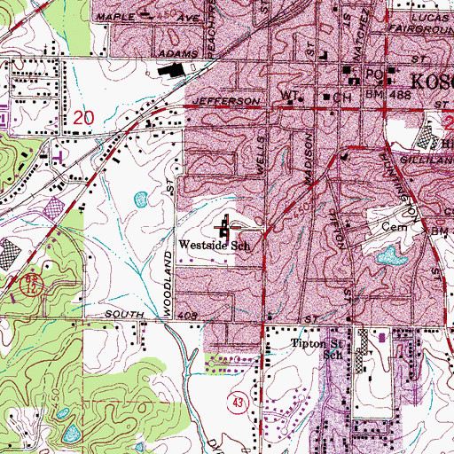 Topographic Map of Beechwood Hall Female Academy (historical), MS