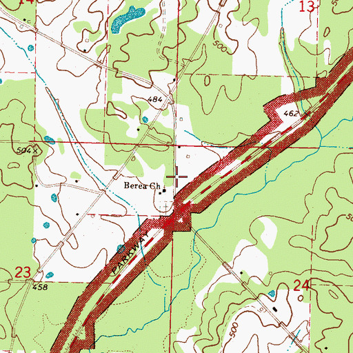 Topographic Map of Berea (historical), MS