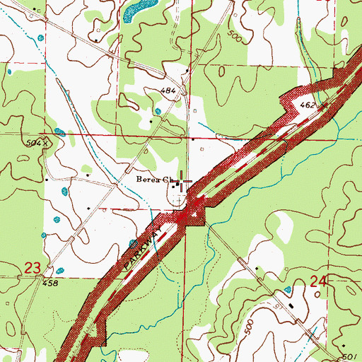 Topographic Map of Berea School (historical), MS