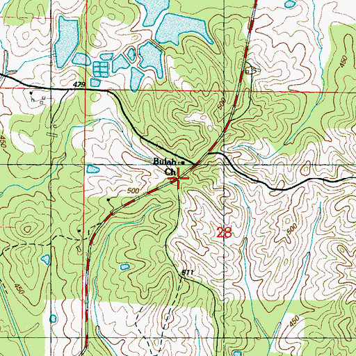 Topographic Map of Beulah (historical), MS