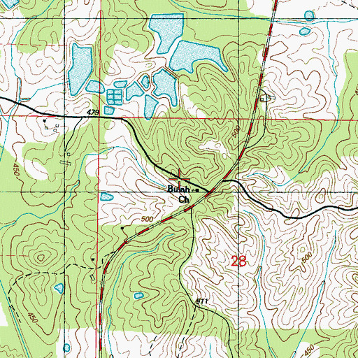 Topographic Map of Beulah School (historical), MS