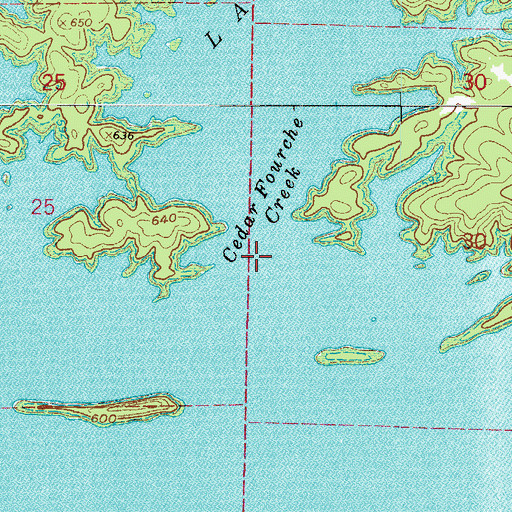Topographic Map of Cedar Fourche Creek, AR