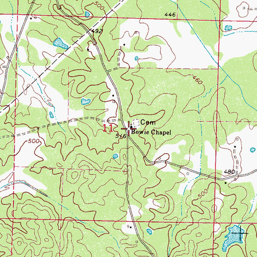 Topographic Map of Bowie School (historical), MS