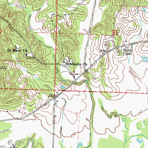 Topographic Map of Branchville (historical), MS