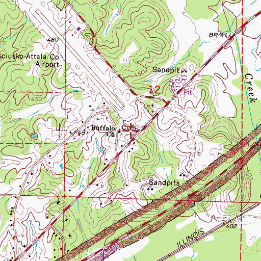 Topographic Map of Buffalo Cemetery, MS