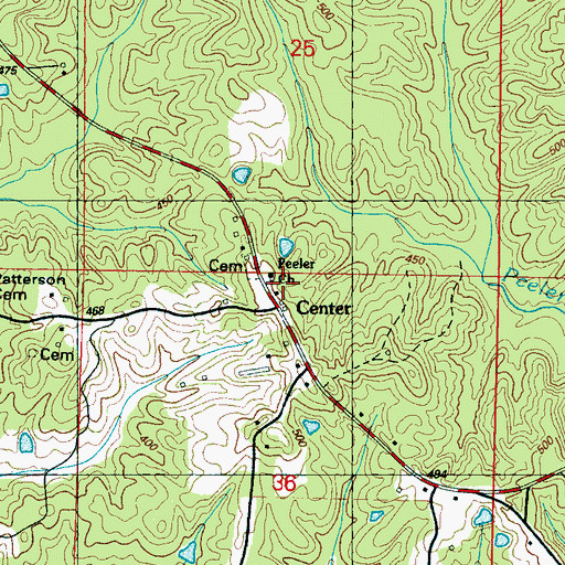 Topographic Map of Center Baptist Church, MS