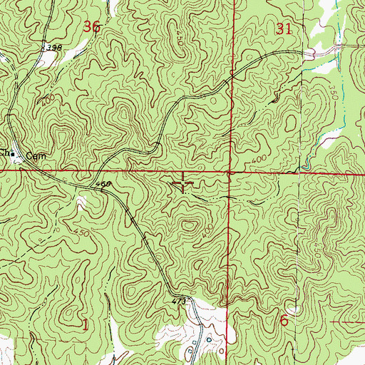 Topographic Map of Daniel Cemetery, MS