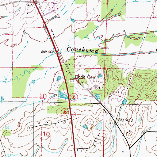 Topographic Map of Dodds, MS