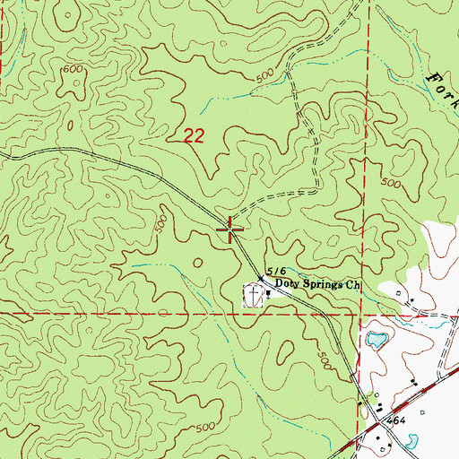 Topographic Map of Doty Springs (historical), MS